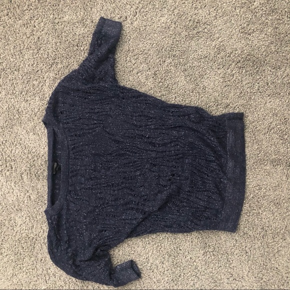 NAVY BLUE Express Open Weave Sweater Sparkly XS - Picture 3 of 3